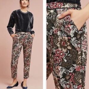 Floral jacquard slim trousers , size 8